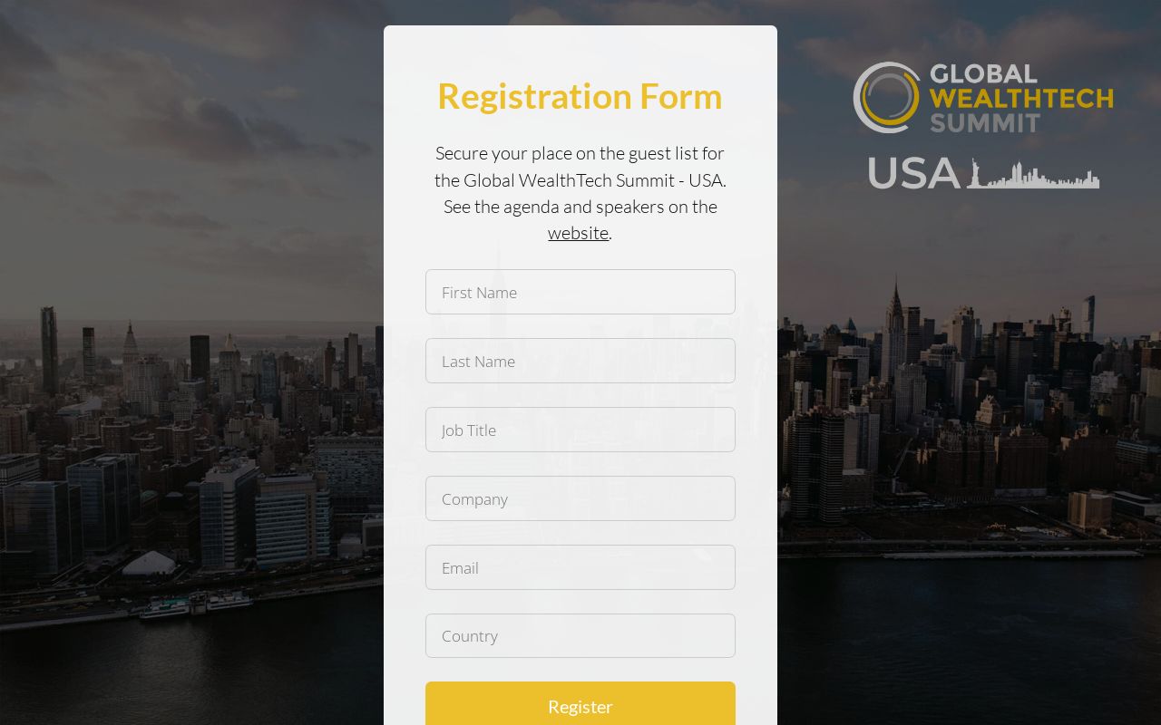 Global Wealthtech Summit Usa 2025 Registration